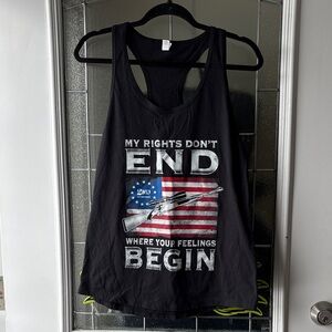 Black Graphic Tank Top with American Flag Design